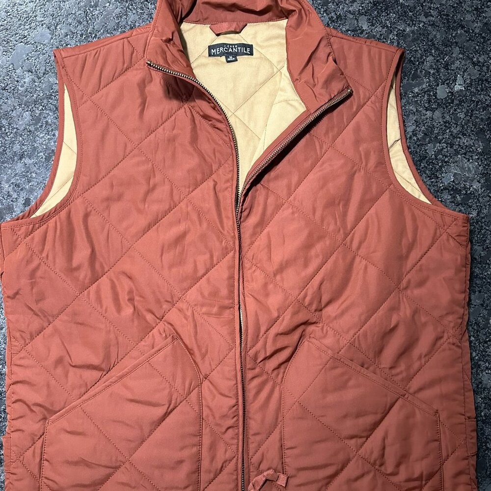 J. Crew Quilted Vest in Rust with Cream Lining
